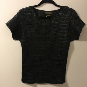 Vintage 90s Black Stretch Polyester Blouse